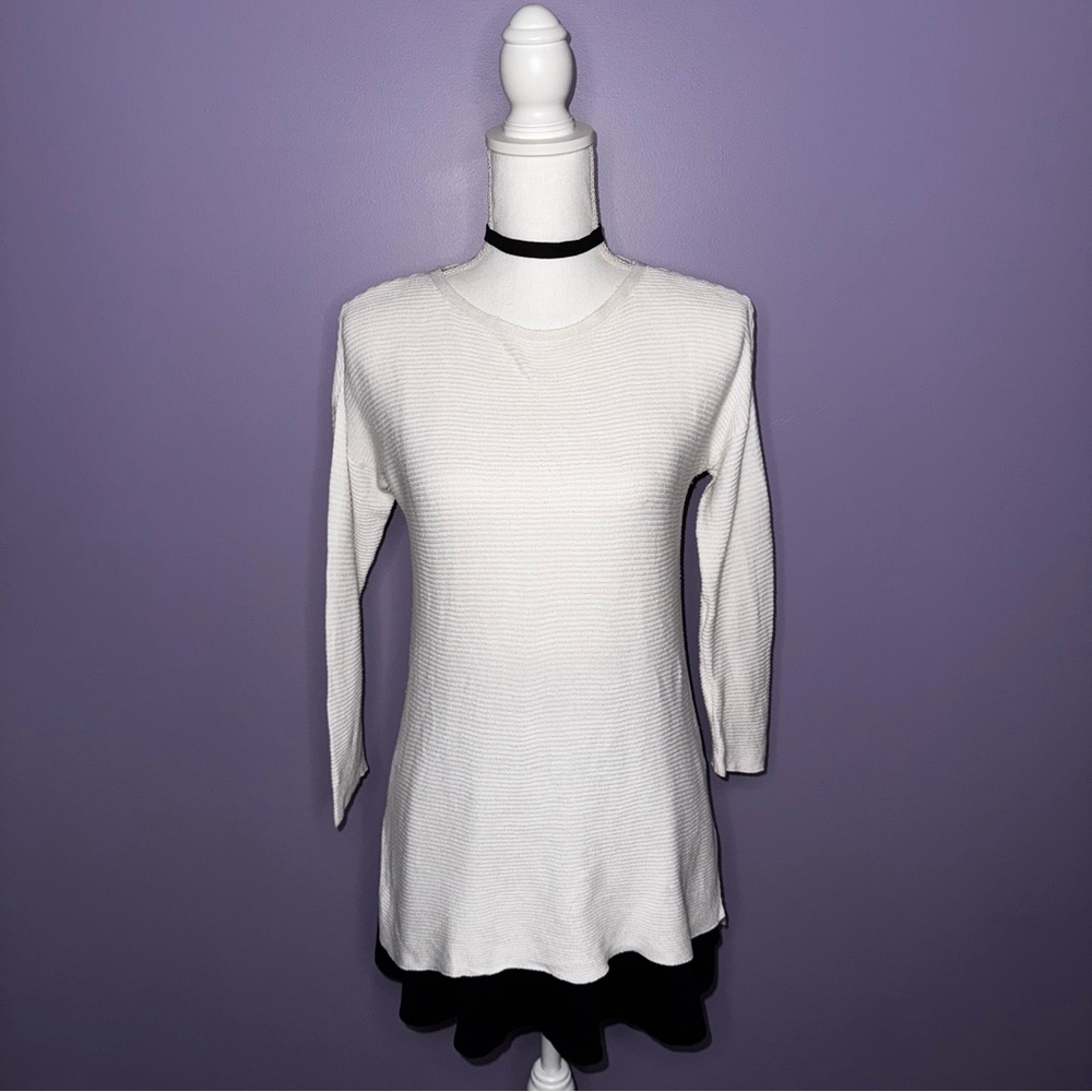 Merona White Ribbed Tunic Sweater